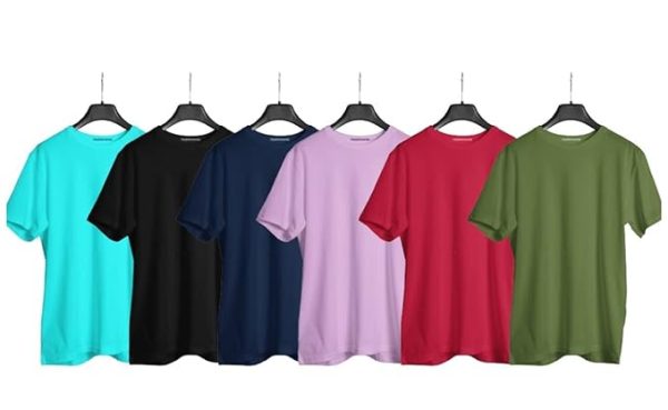 Thewalkdeal Pack of 6 Plain T-Shirts for Men Multi-Colour
